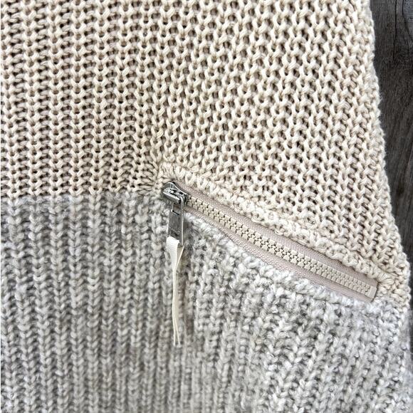 Varley | Darwell Two-Tone Oversized Mock Neck Chunky Knit Sweater Cashew Size M - Picture 5 of 11